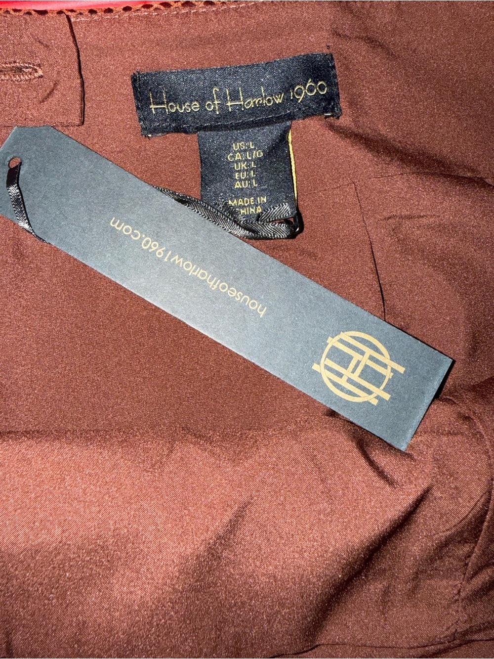House of Harlow 1960 Brown Faux Leather Mini Skirt with Front Slit - Picture 3 of 3